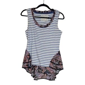 Anthropologie Postmark Mixed Media Striped Paisley Tank, Size Small